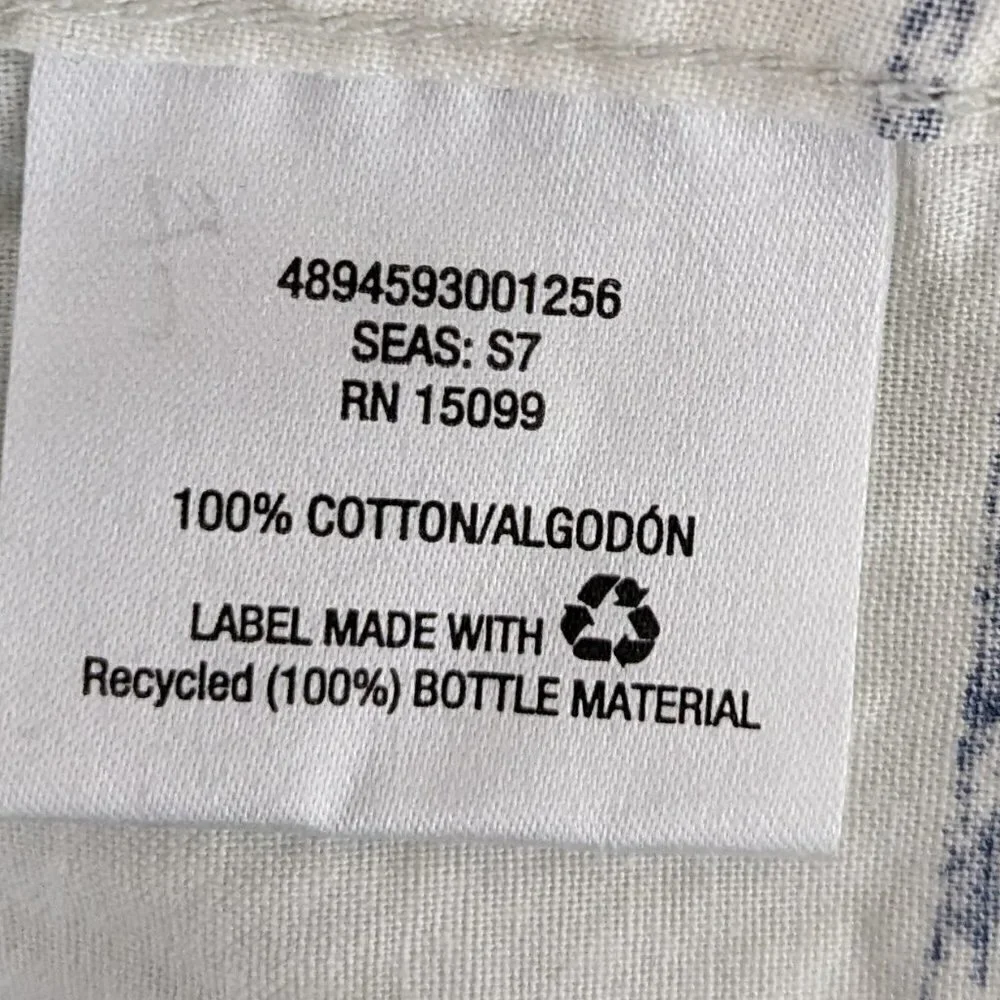 Men's Vtg ROEBUCK & CO., Short Sleeve, White/Blue, Cotton Button Shirt; Size 2XL